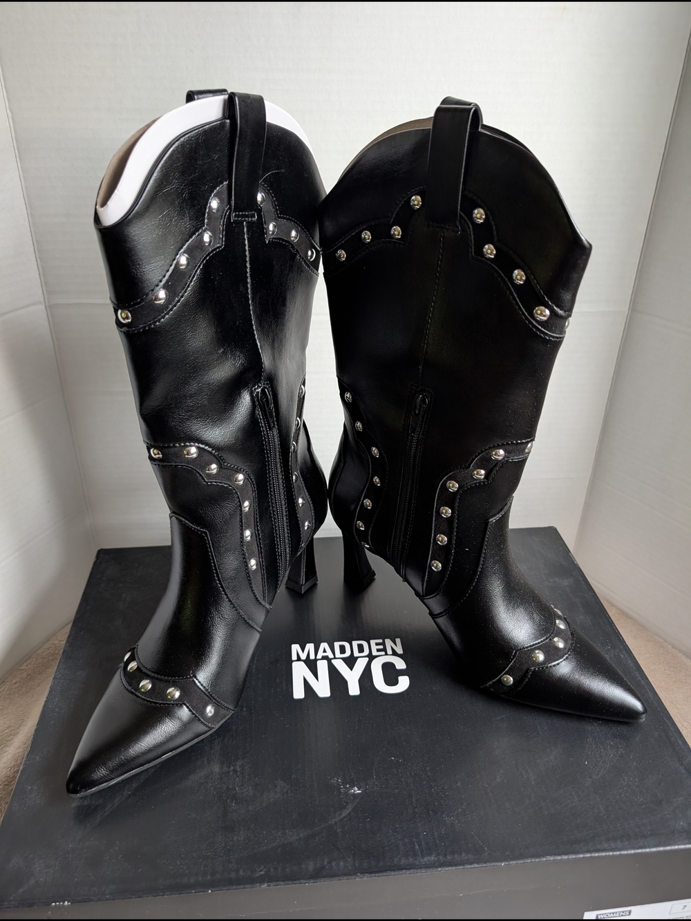 Madden NYC Women's Studded Heeled Western Boots Size 8